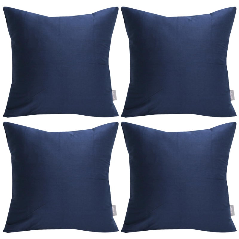 Thmyo 4-Pack 100% Cotton Comfortable Solid Decorative Throw Pillow Case Square Cushion Cover Pillowcase Sublimation Blank Pillow Covers Christmas DIY Throw Pillowcase(20x20inch/50x50cm,Midnight Blue) - Image 1